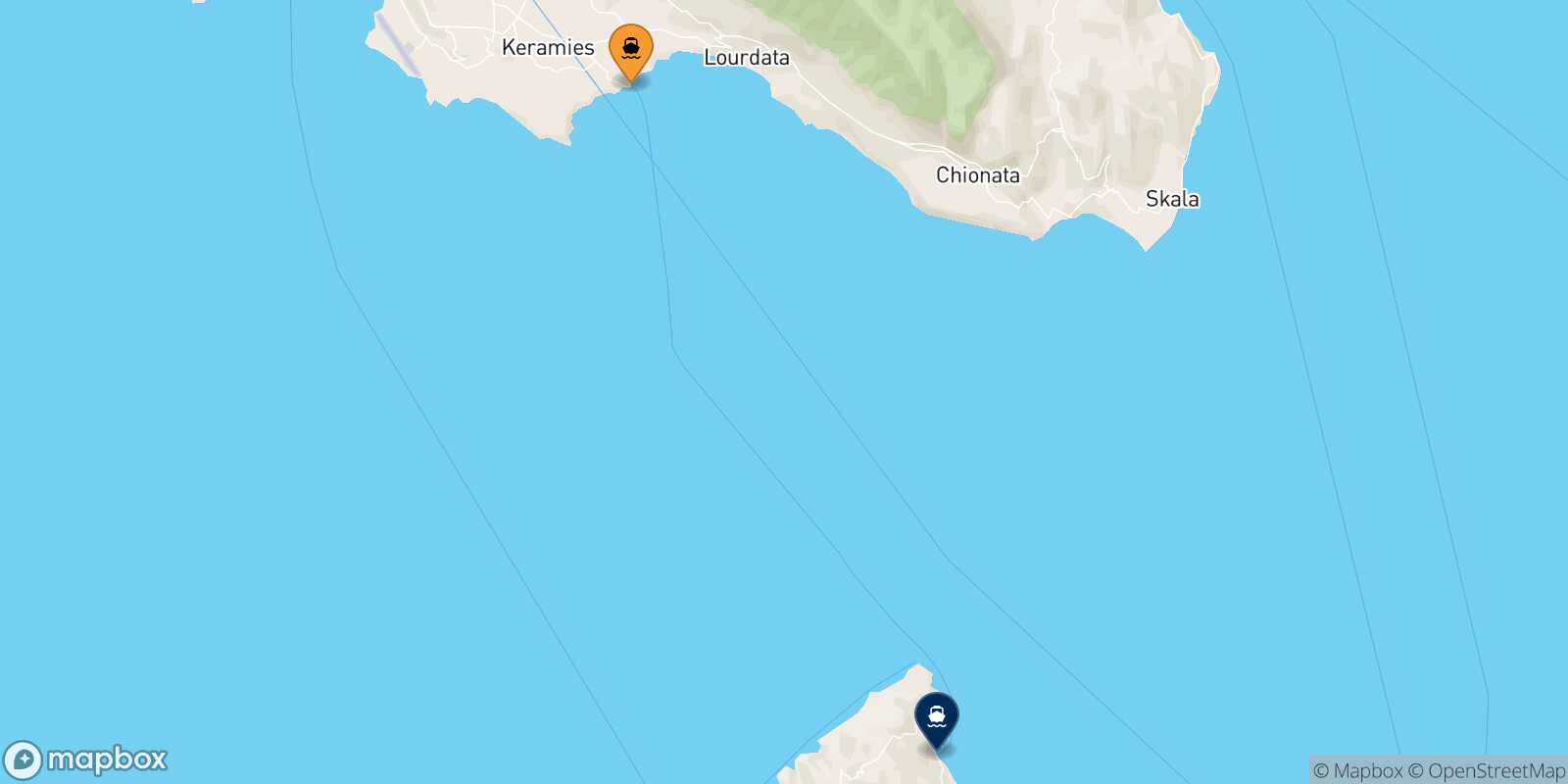 Carte des traverséesPessada (Céphalonie) Ag. Nikolas (Zakynthos)