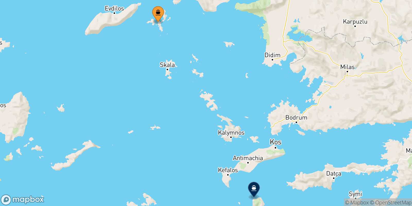 Carte des traverséesFourni Nisyros