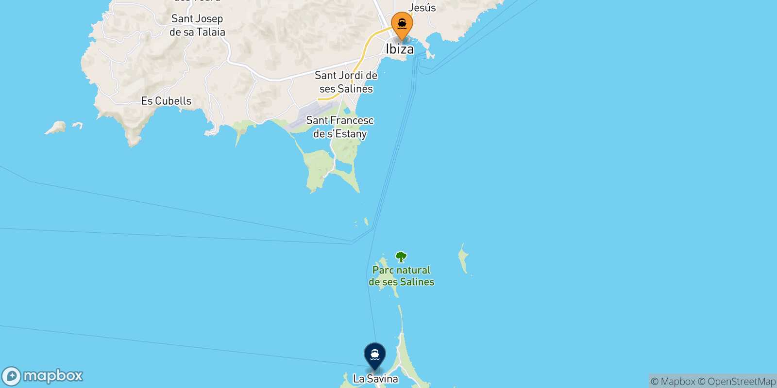 Carte des traverséesIbiza Formentera