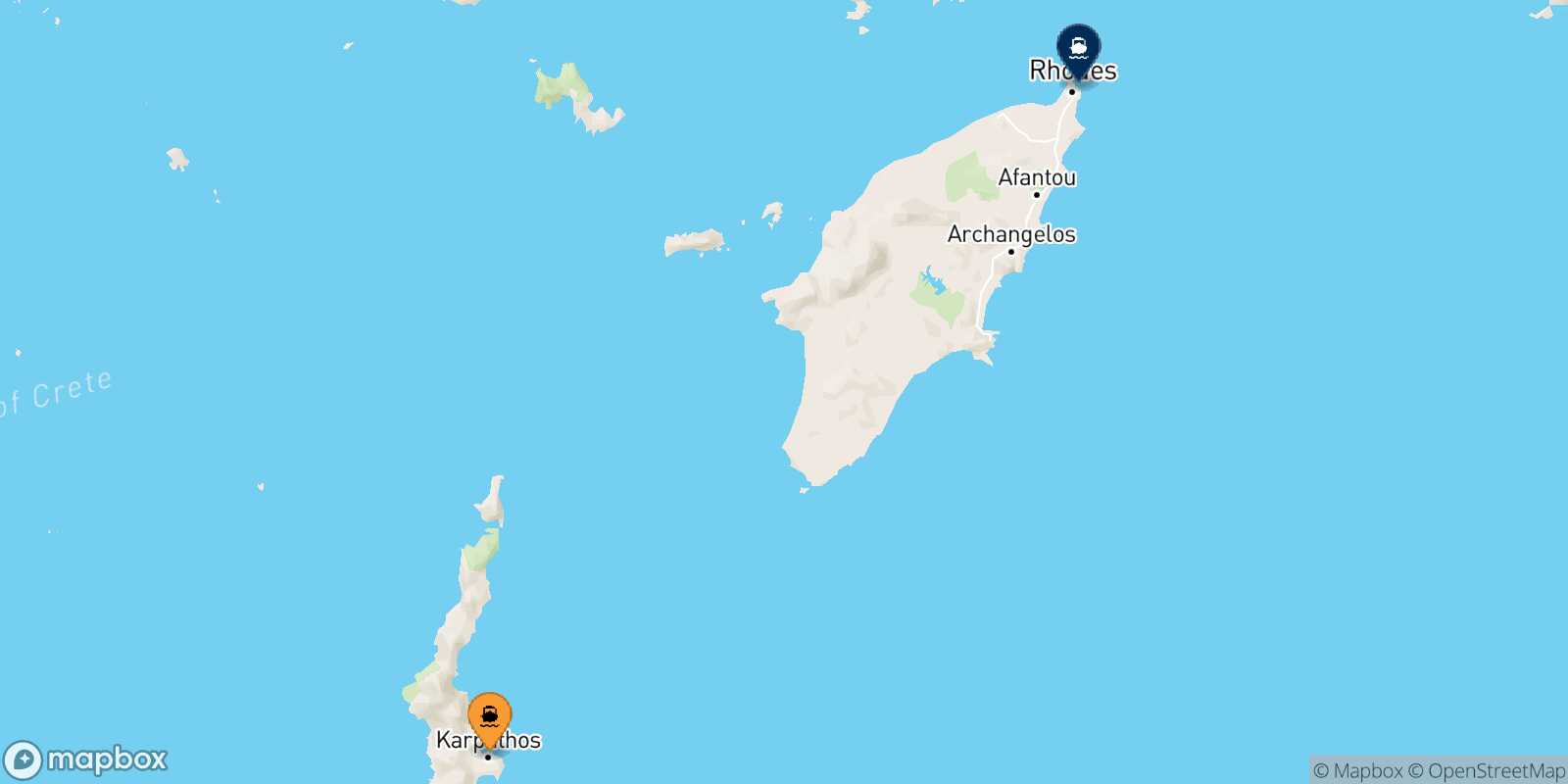 Carte des traverséesDiafani (Karpathos) Rhodes