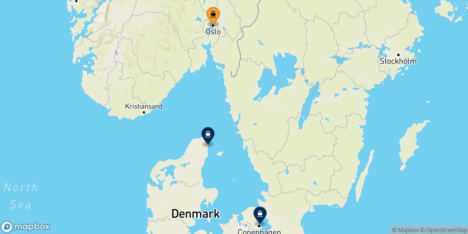 Carte des destinations de Oslo