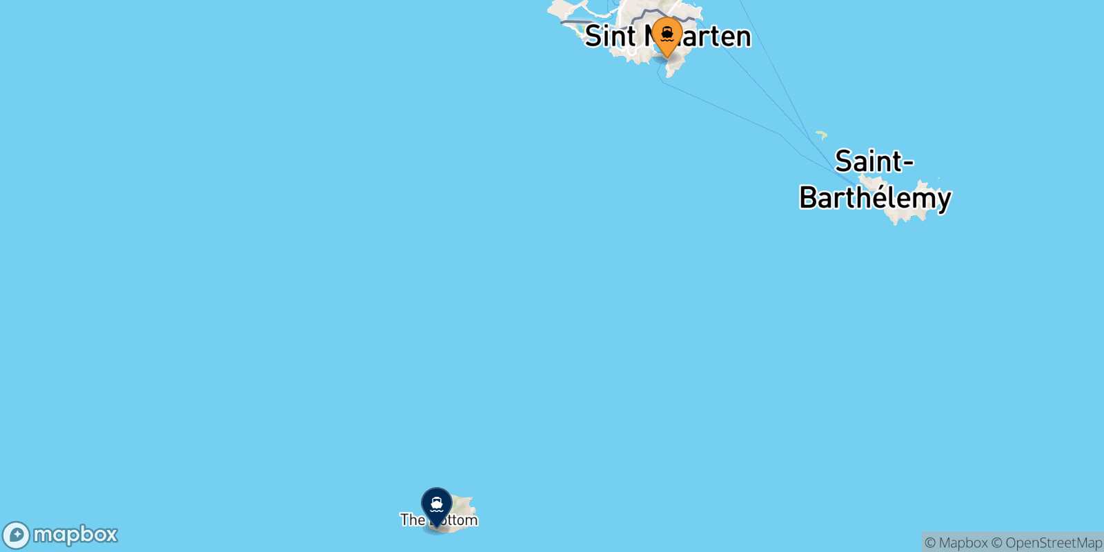 Carte des traverséesPhilipsburg (Saint Martin) Saba