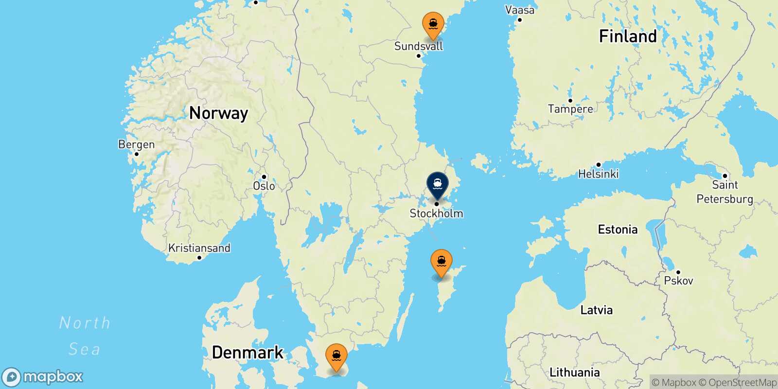 Carte des ports  Stockholm