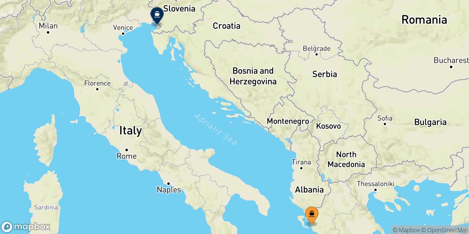Carte des traverséesIgoumenitsa Trieste