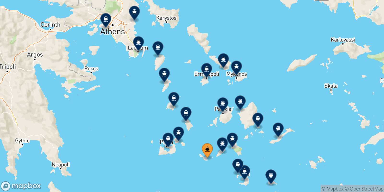 Carte des destinations de Folegandros