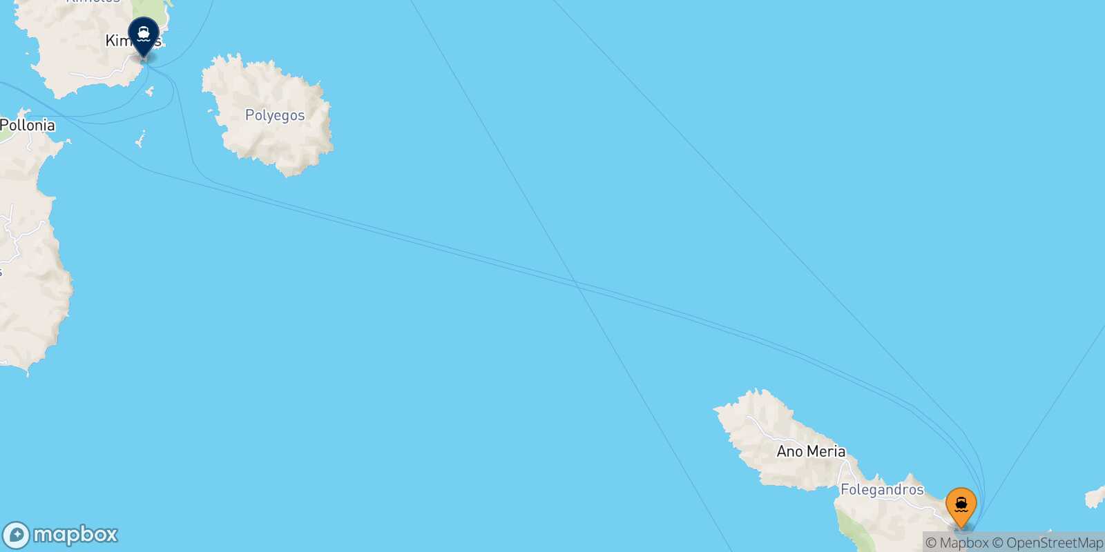 Carte des traverséesFolegandros Kimolos