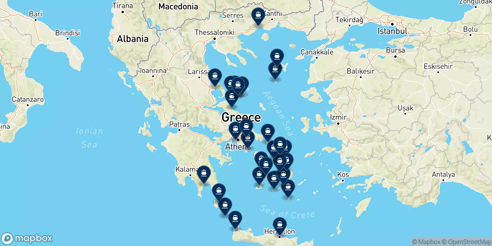 Carte des destinations Seajets