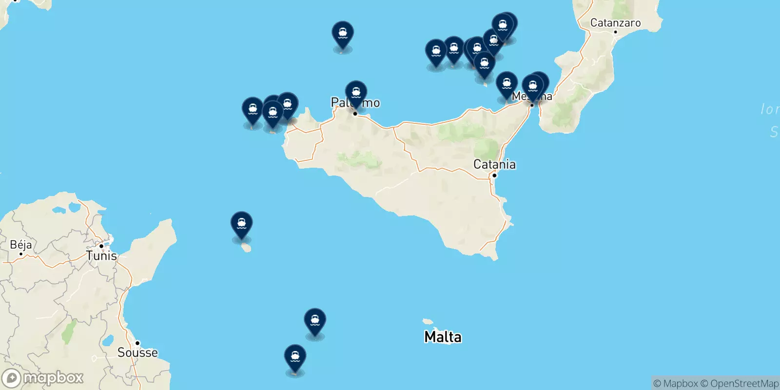 Carte des destinations Liberty Lines