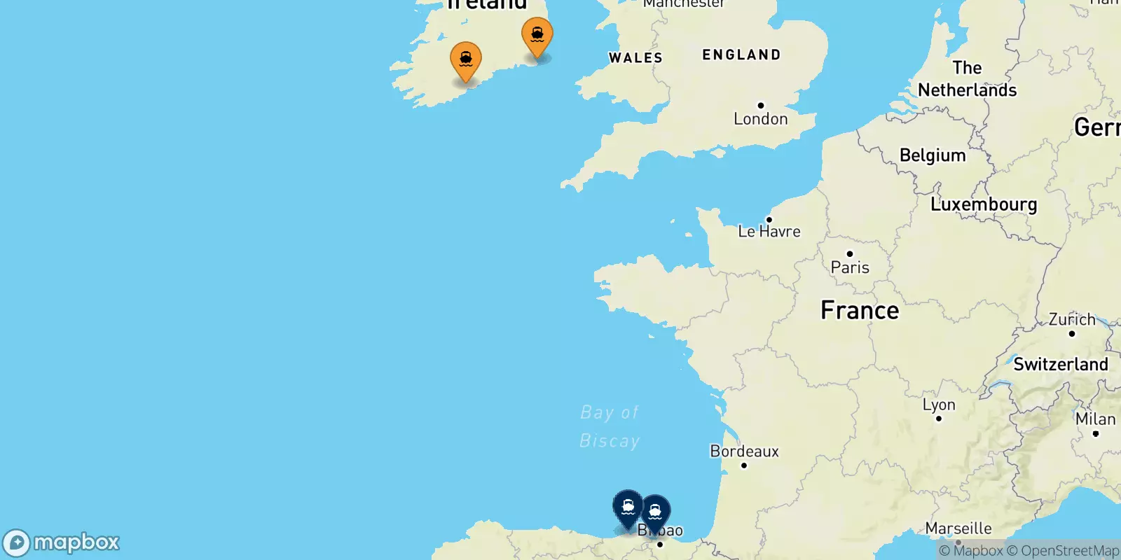 Ferry de Irlande pour l'Espagne