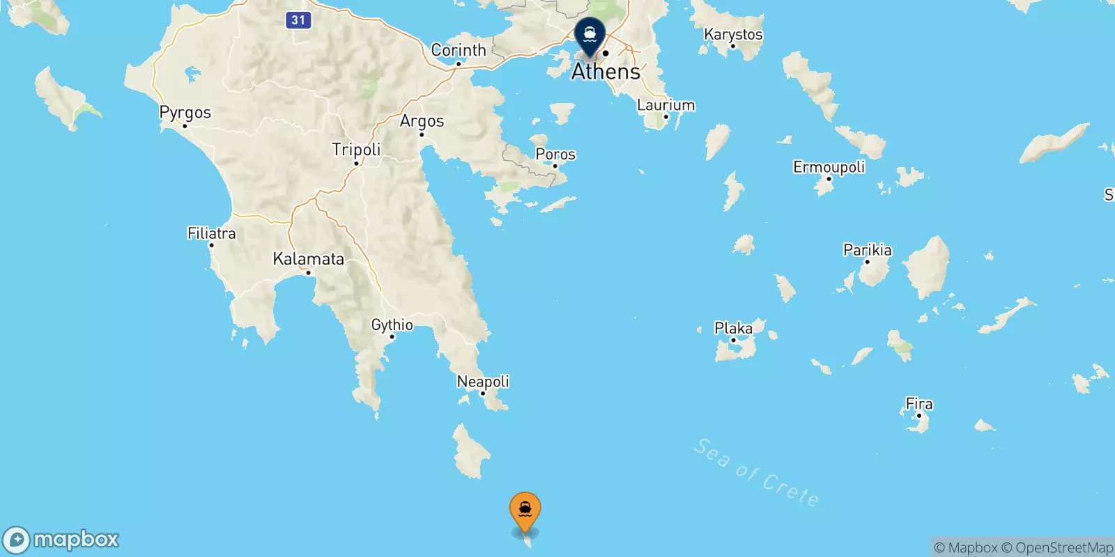 Ferry de Anticythère pour Le Pirée