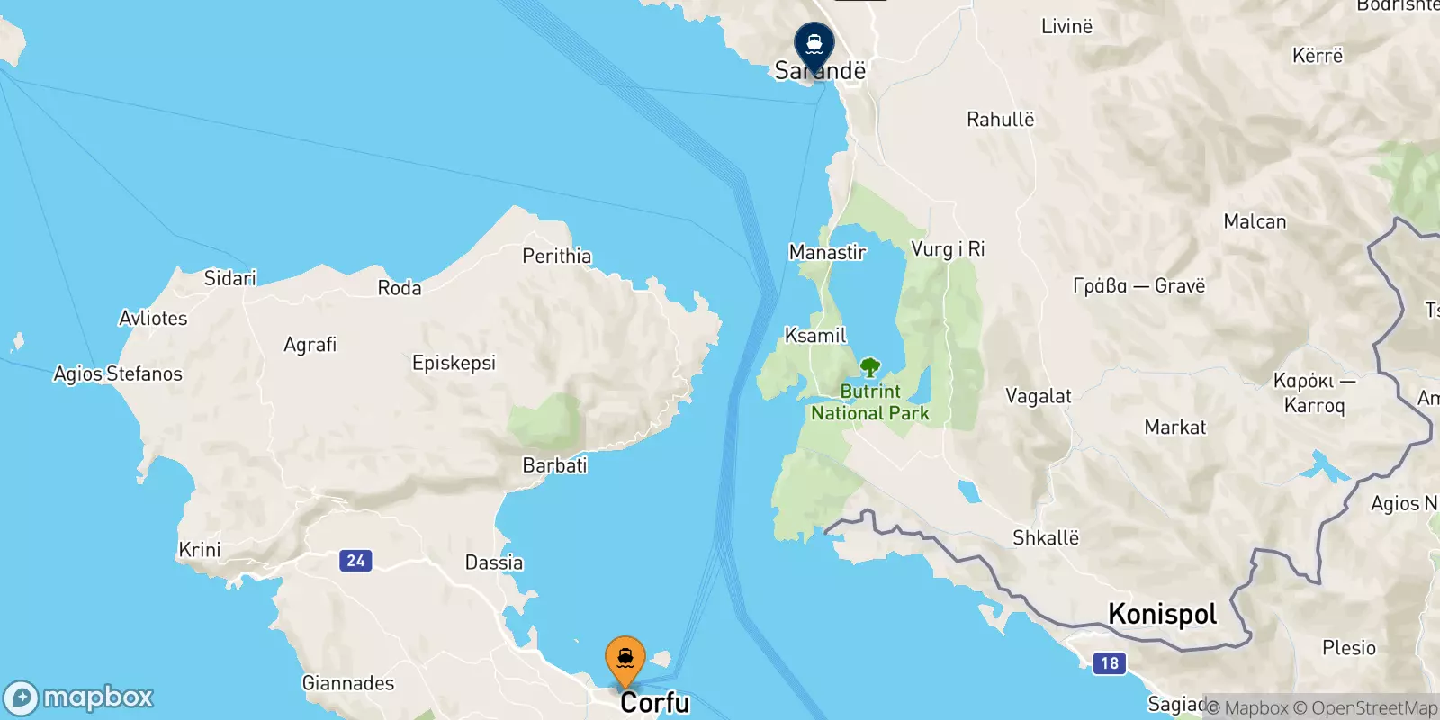 Ferry de la Grèce pour Saranda