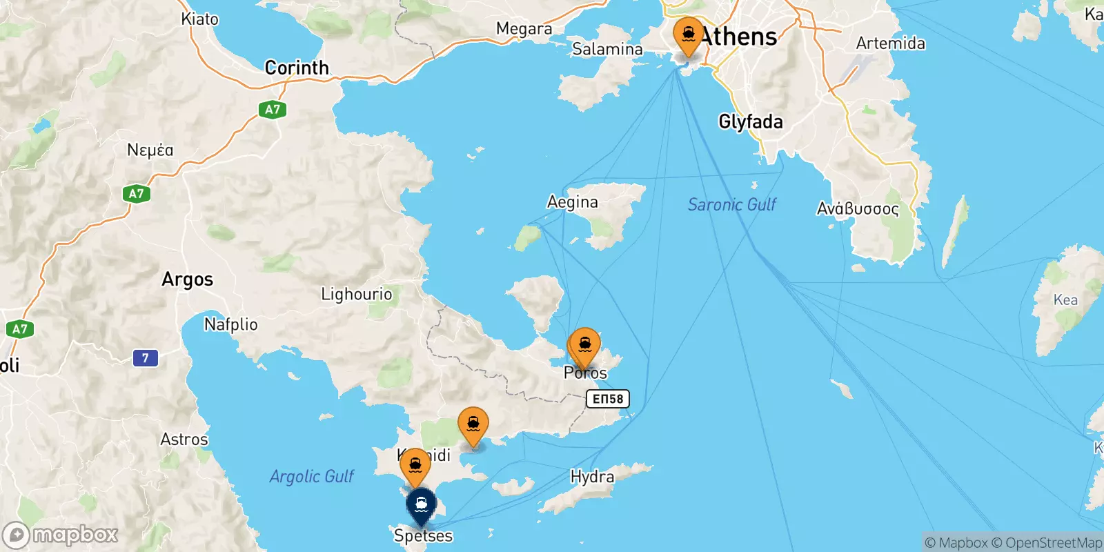 Ferry de la Grèce pour Spetses