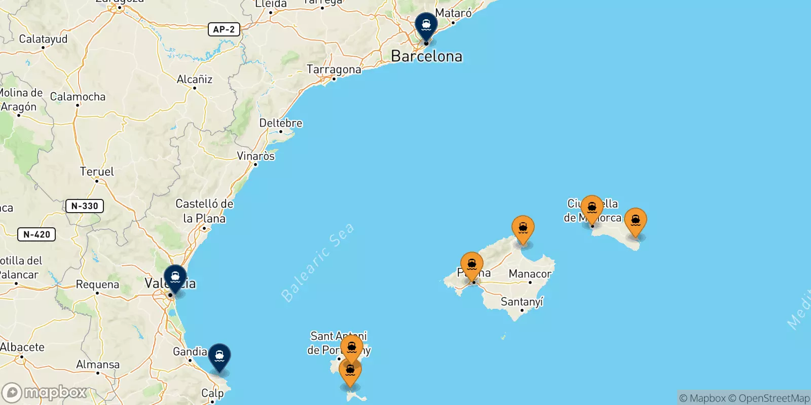 Ferry des Îles Baléares pour l'Espagne