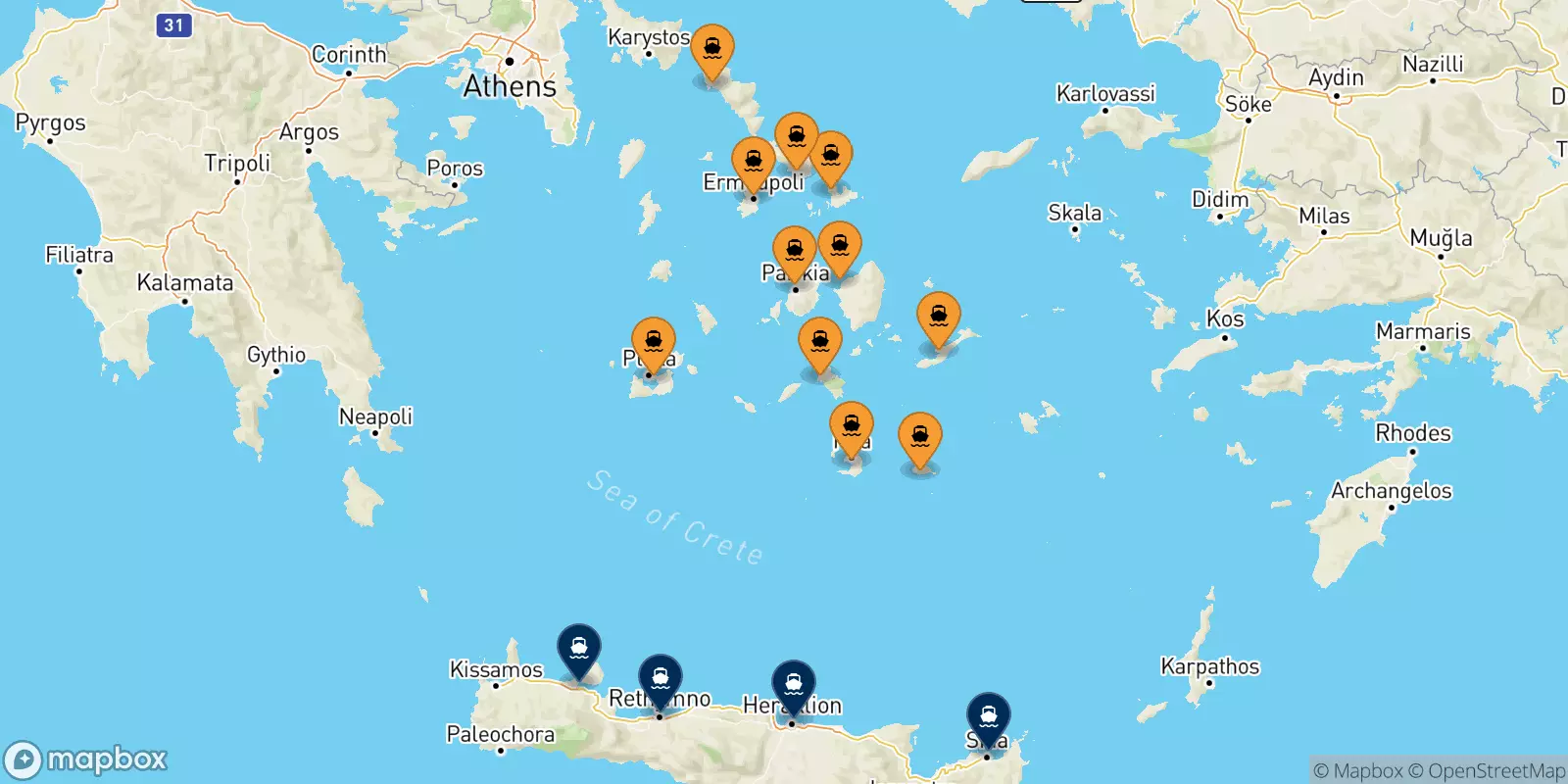 Ferry de Îles Des Cyclades pour la Crète