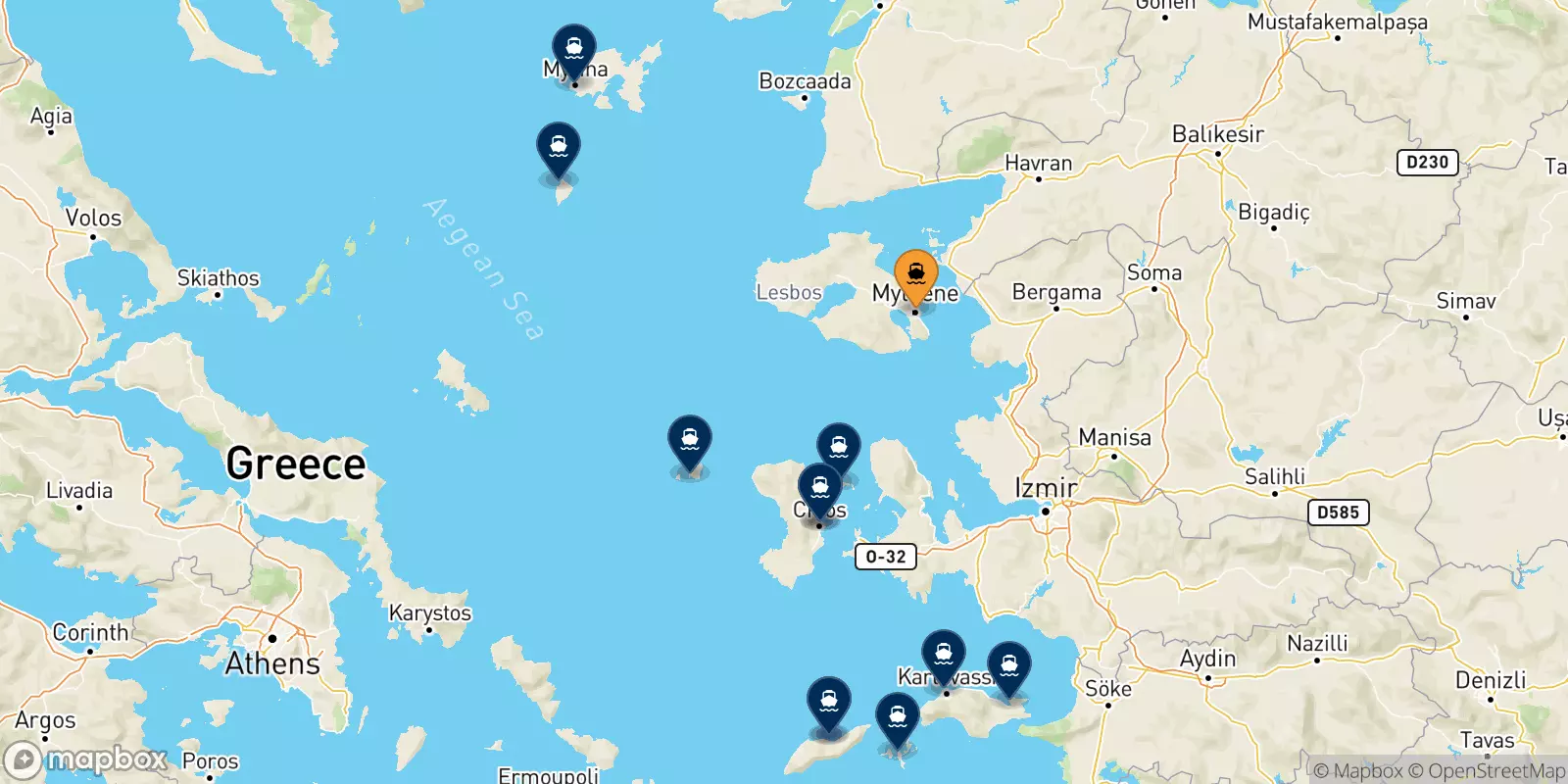 Ferry de Mytilène (Lesvos) pour les Îles Égéennes