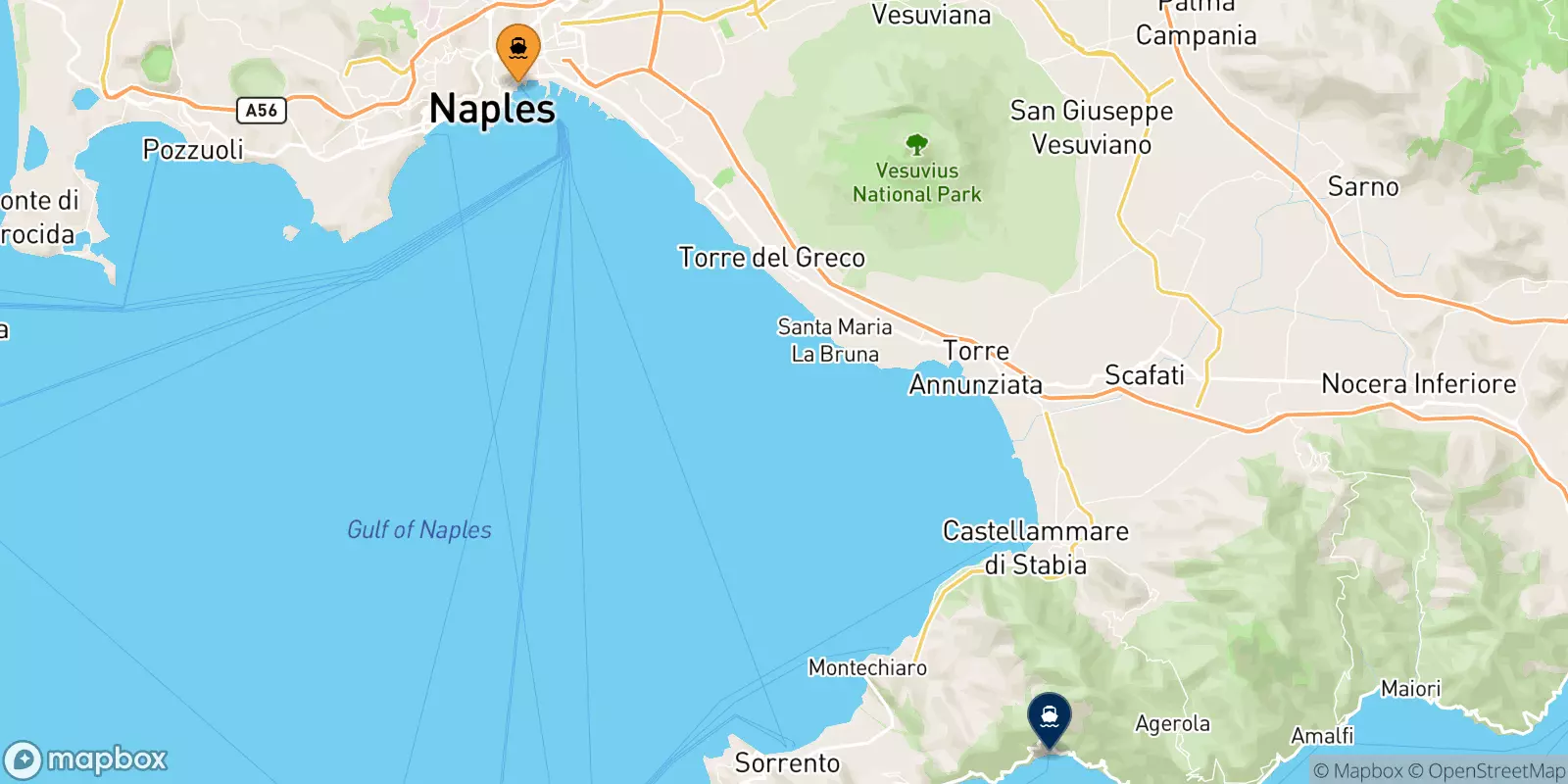 Ferry de Naples Beverello pour Positano