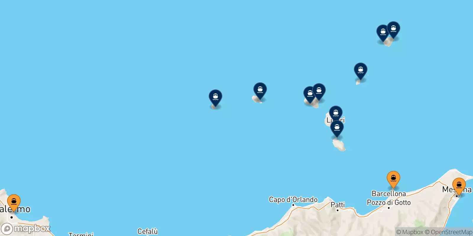 Ferry de la Sicile pour les Îles Éoliennes