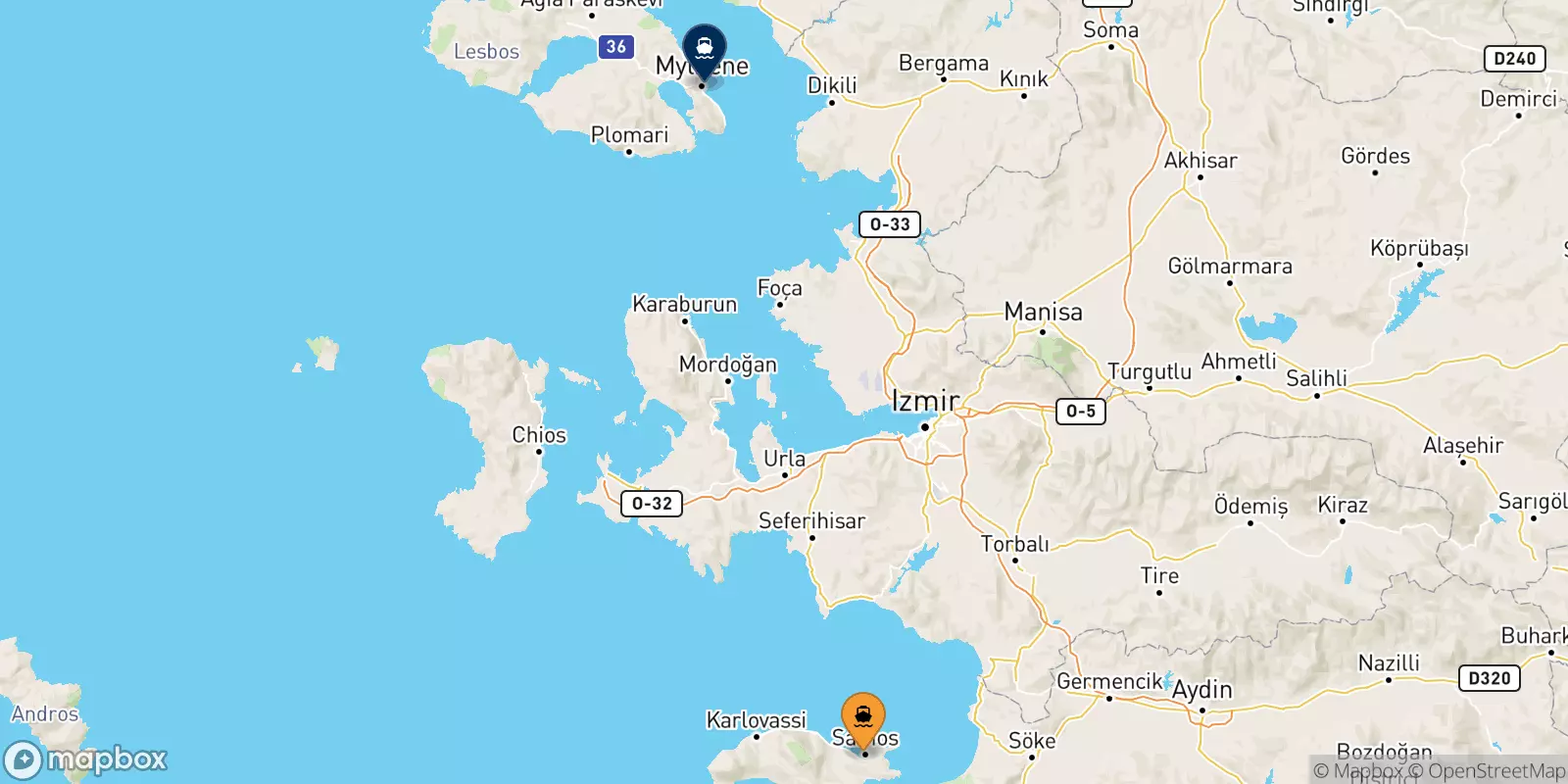 Ferry de Vathi (Samos) pour Mytilène (Lesvos)