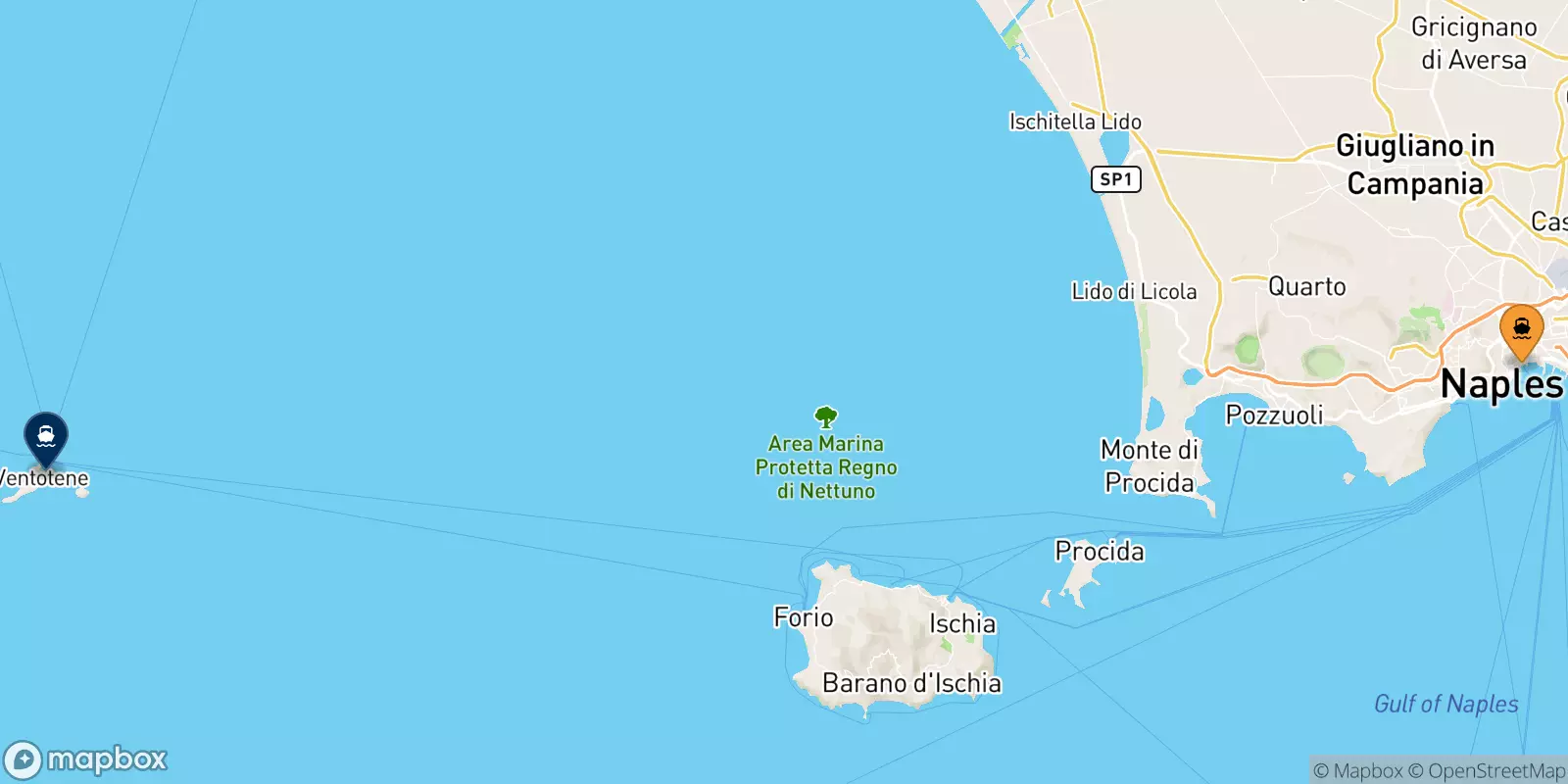 Ferry de Naples Beverello pour Ventotene