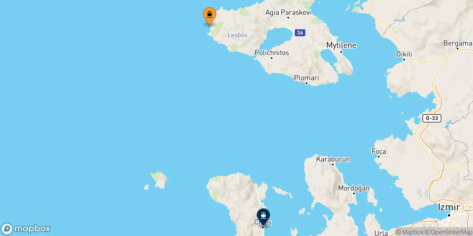 Ferry de Sigri (Lesvos) pour les Îles Égéennes