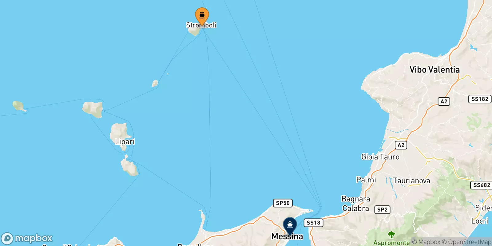 Ferry de Stromboli pour Messine