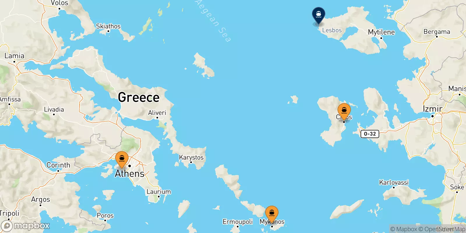 Ferry de la Grèce pour Sigri (Lesvos)