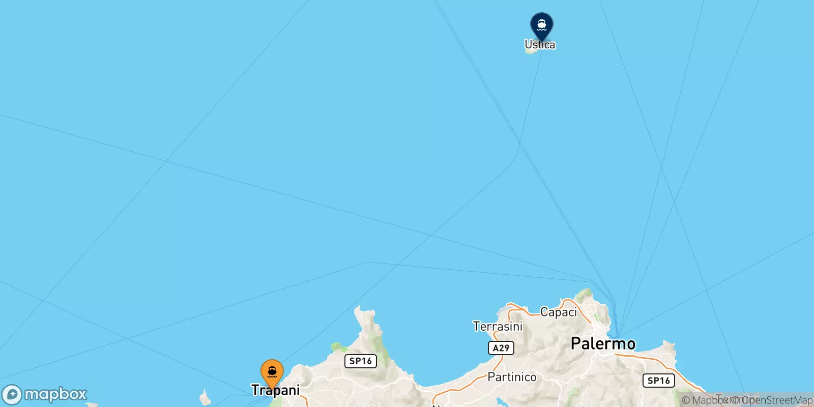 Ferry de Trapani pour l'Île D'ustica