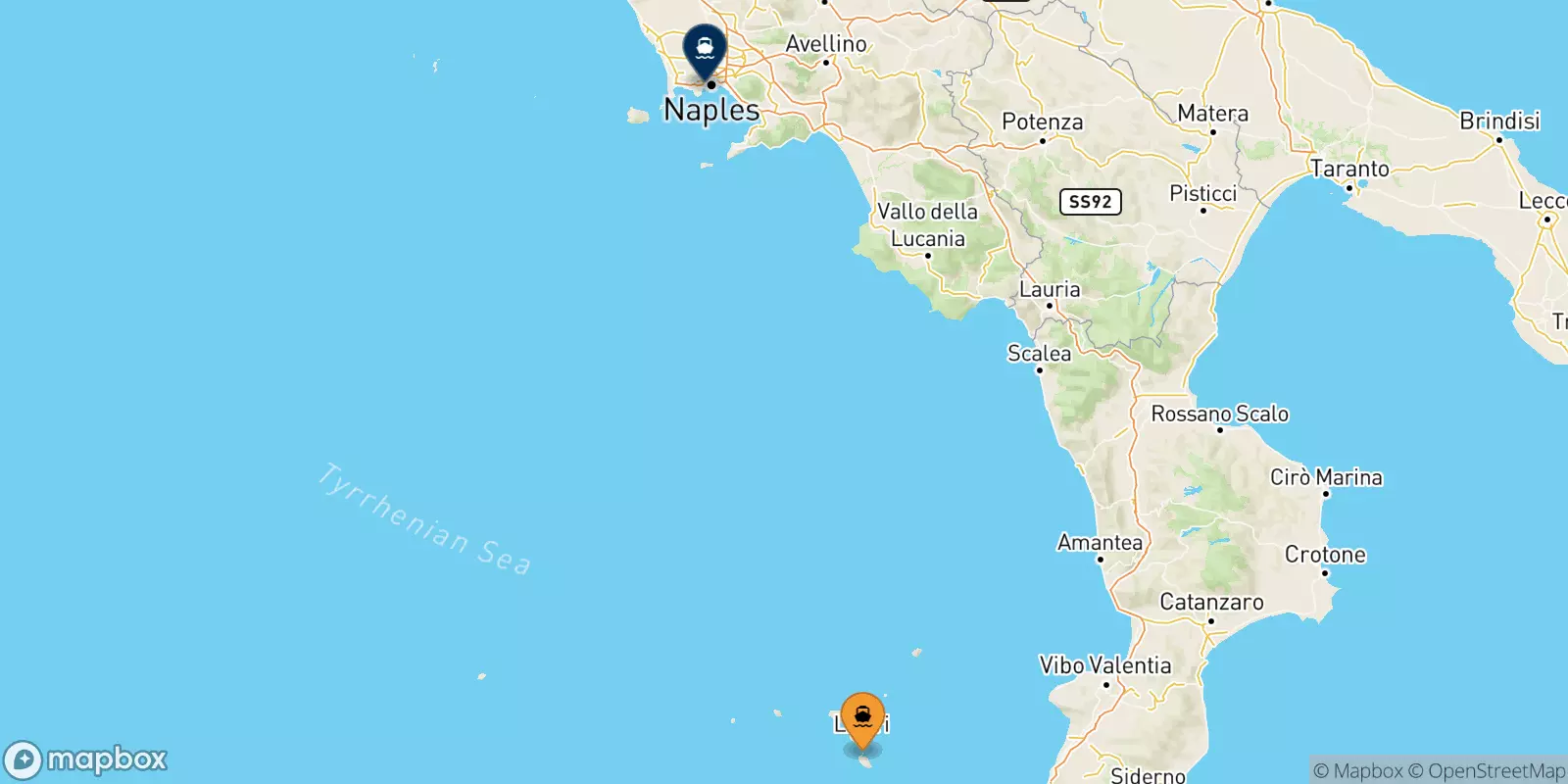 Ferry de Vulcano pour Naples Mergellina